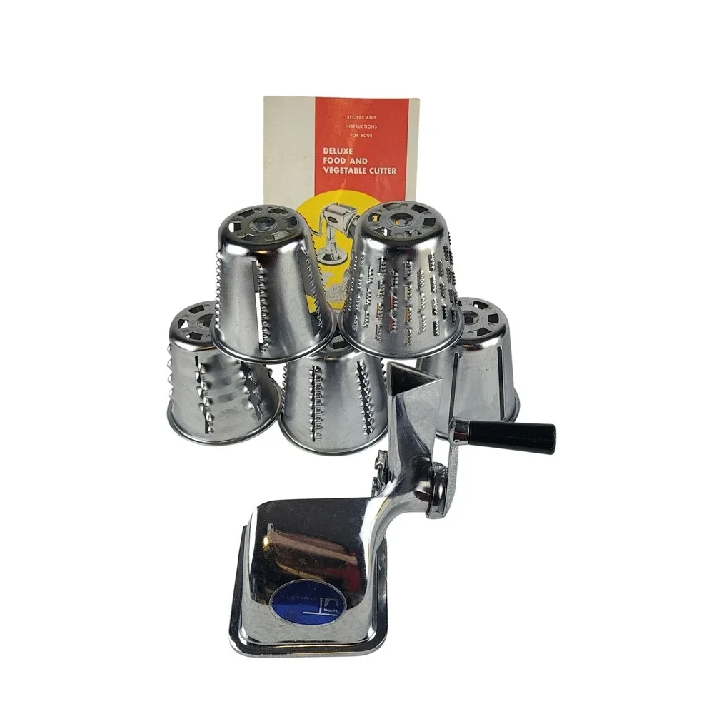 Vintage Townecraft Deluxe Manual Rotary Food Vegetable Cutter 5 Cones